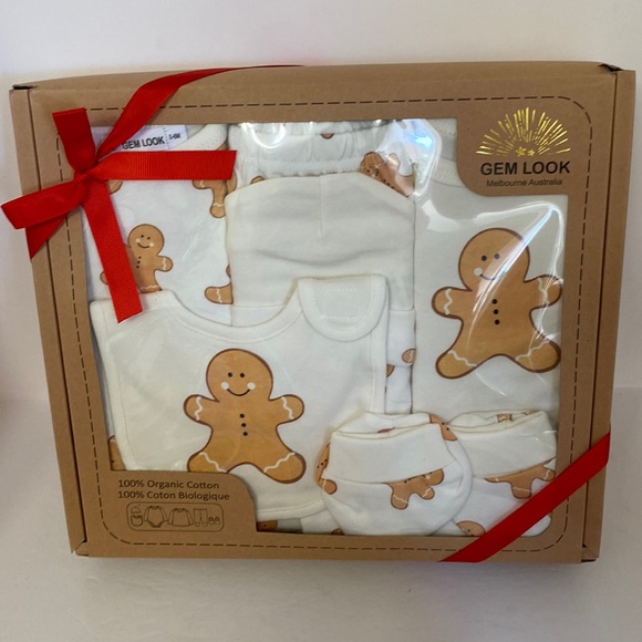 6 pc Baby Gift Set 100% Organic Cotton - Picture 1 of 7
